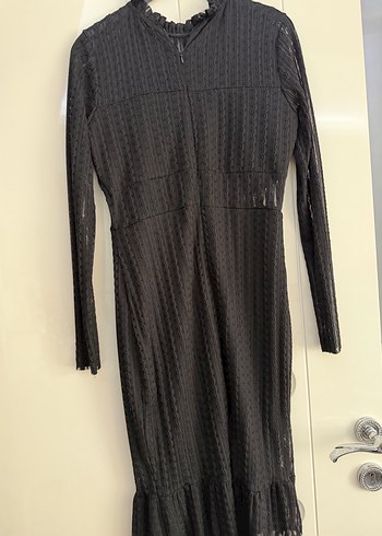 Uzun Kollu Siyah Triko Elbise - Görsel 6