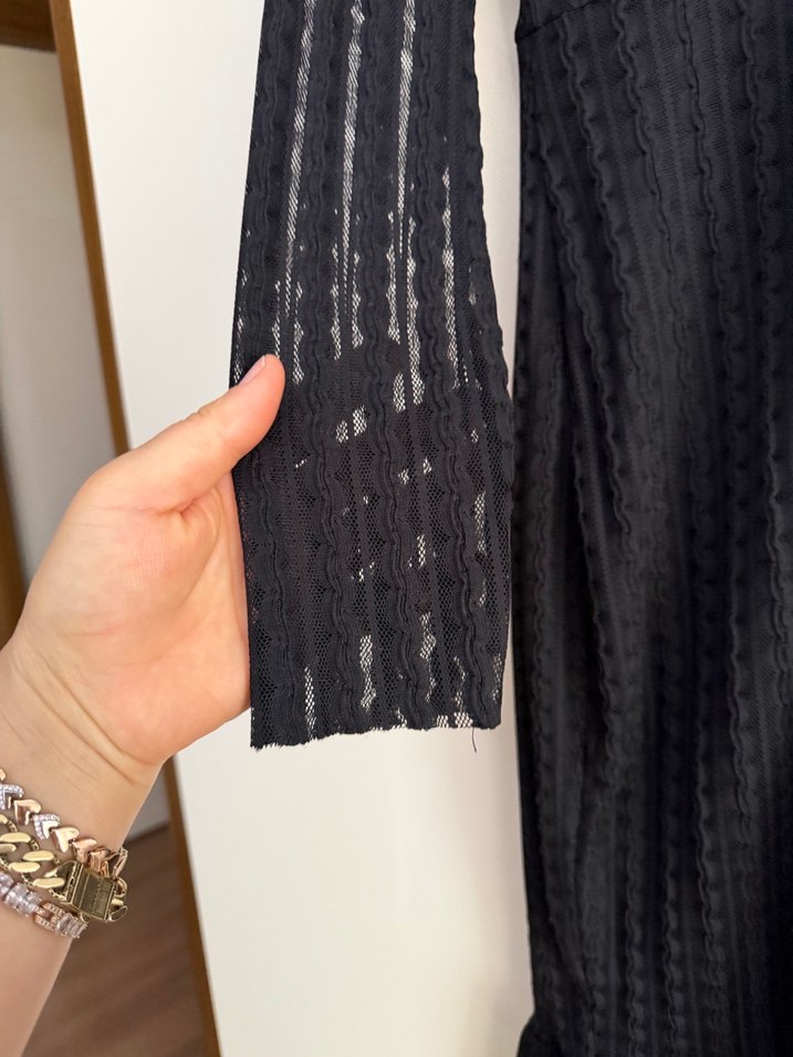 Uzun Kollu Siyah Triko Elbise - Görsel 5