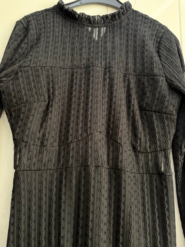 Uzun Kollu Siyah Triko Elbise - Görsel 2