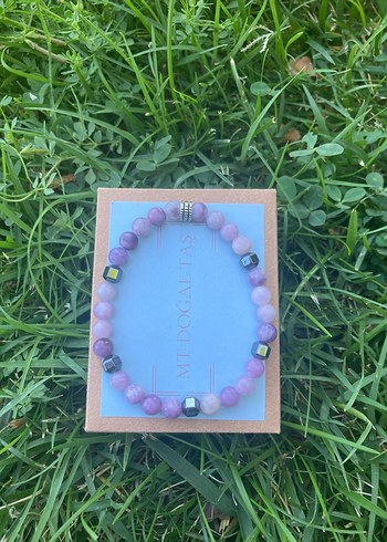 swarovski 6 mm lepidolit taşı bileklik