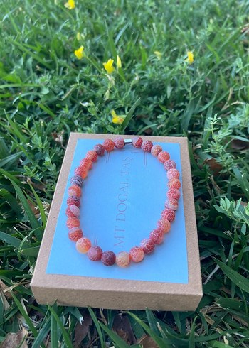 Zara 6 mm mat kahverengi akik taşı bileklik