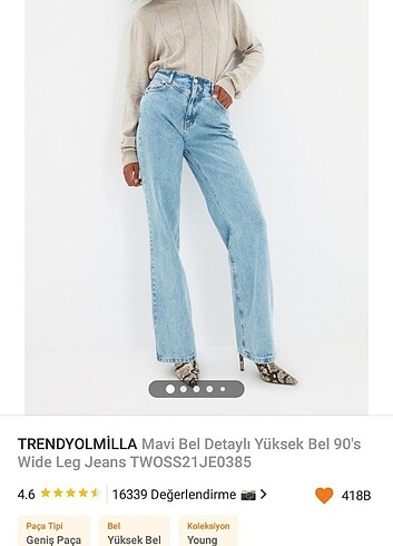 40 Beden mavi Renk Trendyol millia jean