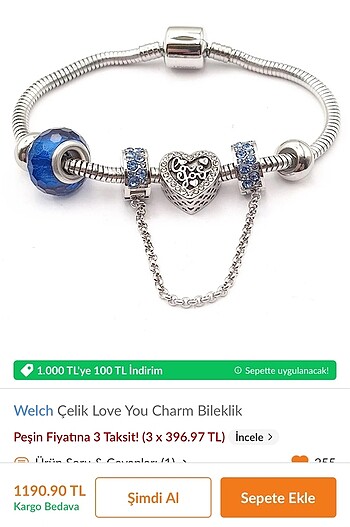 Çekik Pandora bileklik - Görsel 2