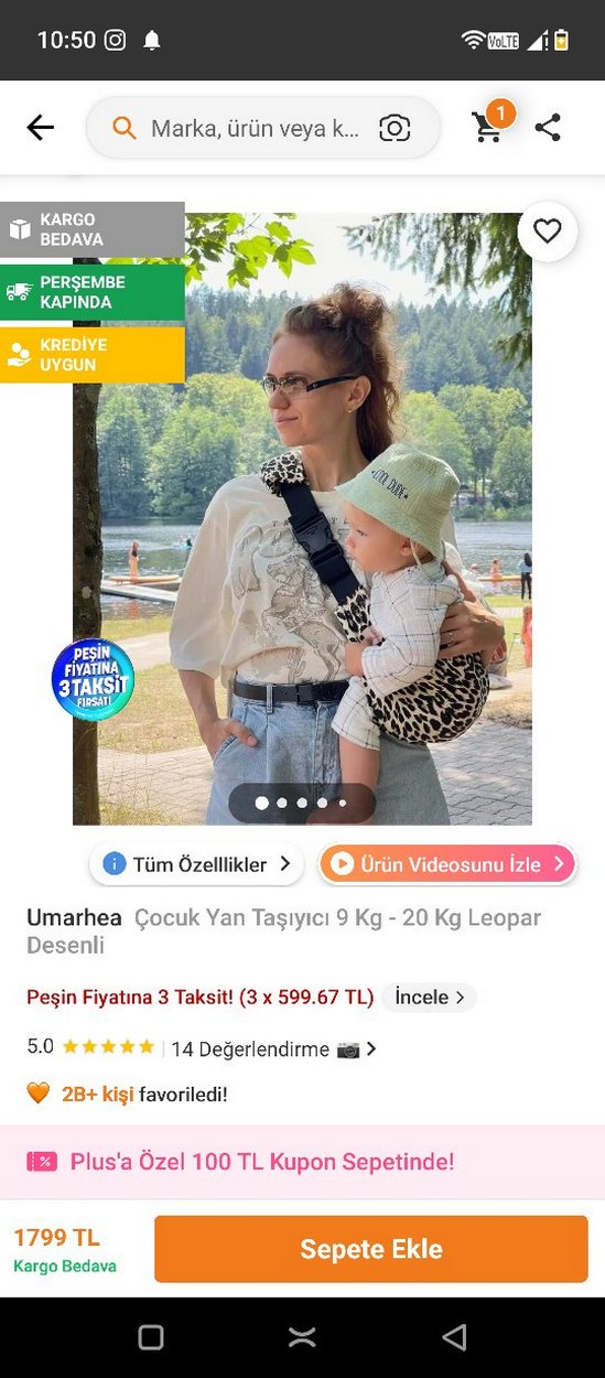 Leopar Desenli Bebek Taşıma Slingi - Görsel 3