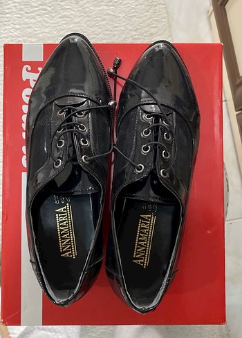 Diğer Siyah Rugan Stiletto Bağcıklı Kadın Klasik Ayakkabı