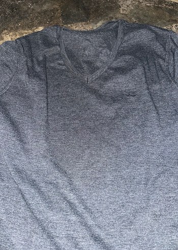 Gri V Yaka Uzun Kollu Bluz - Görsel 2