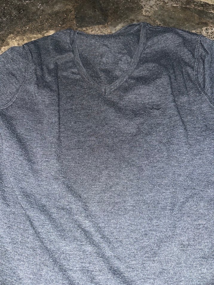 Gri V Yaka Uzun Kollu Bluz - Görsel 2