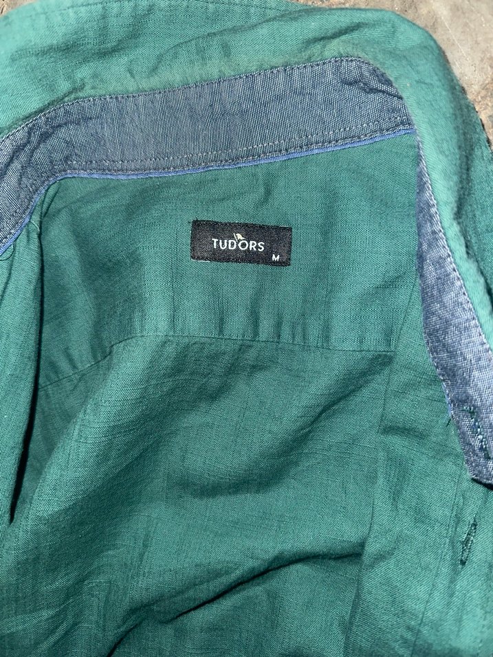 Düğmeli Yeşil Keten Erkek Gömlek - Görsel 2