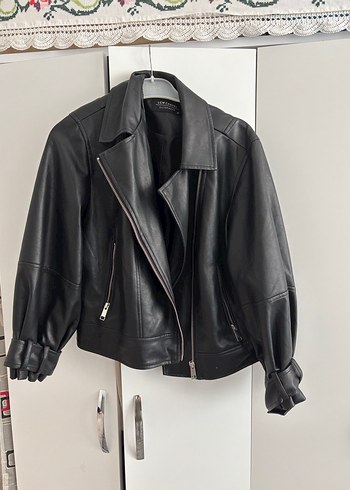 Kadın Siyah Deri Biker Ceket