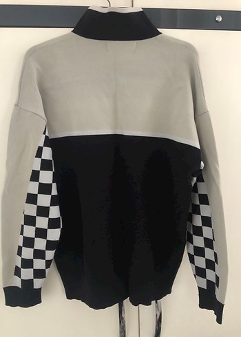 Erkek Gri Kareli Triko Sweatshirt - Görsel 2