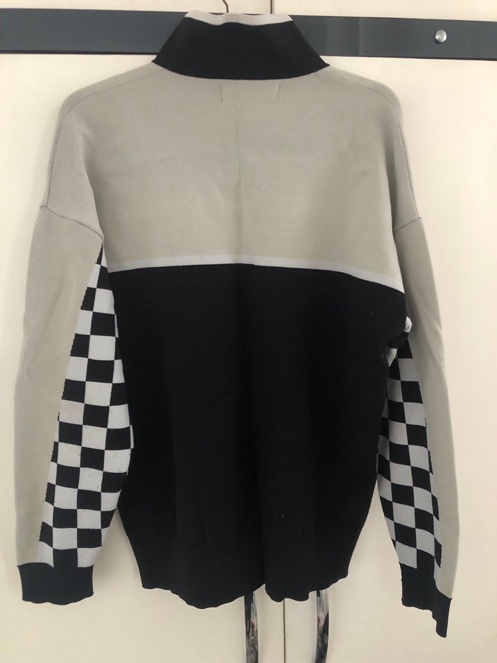 Erkek Gri Kareli Triko Sweatshirt - Görsel 2