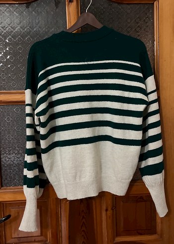 Çizgili Örgü Kadın Kazak - Görsel 2