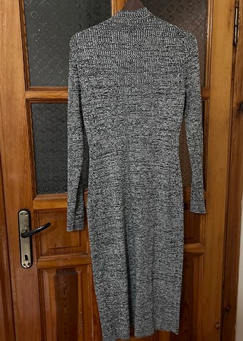 Gri Uzun Kollu Triko Elbise - Görsel 2