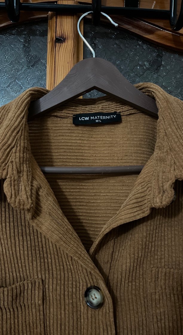 Düğmeli Kahverengi Bol Kesim Kadın Gömlek - Görsel 2