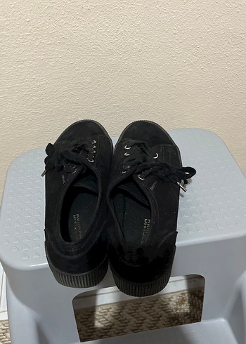 Siyah Platform Topuklu Kadın Spor Ayakkabı - Görsel 2