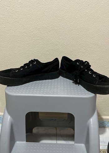 Siyah Platform Topuklu Kadın Spor Ayakkabı - Görsel 4