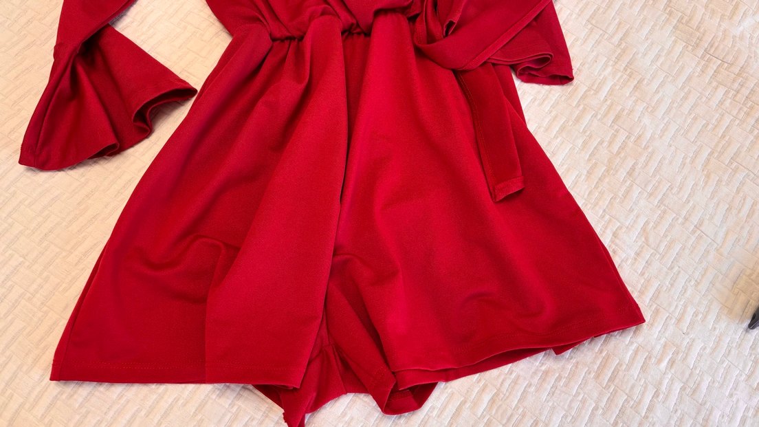 Kırmızı Mini Tulum - Görsel 5