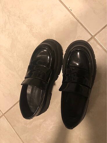 35 Beden siyah Renk Kalın taban loafer makosen