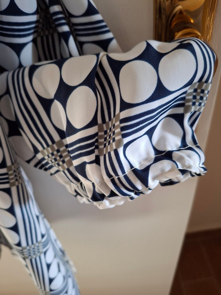 lacivert Puantiyeli Uzun Kollu Kadın Gömlek - Görsel 4