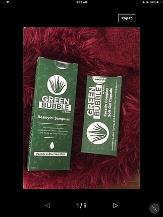 İki set Green bubble saç şampuan ve kapsülü