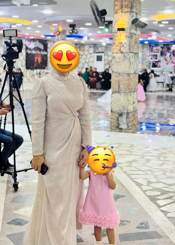 Abiye Uzun Kollu Gri Drapeli Abiye Elbise
