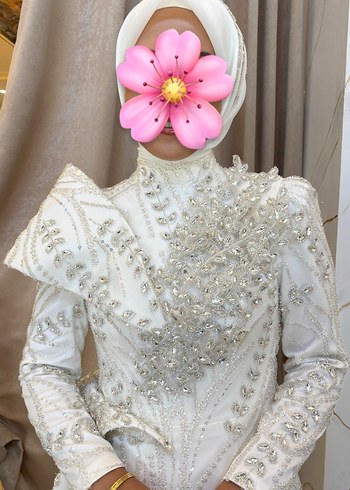 Tesettür beyaz abiye - Görsel 4