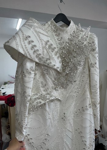 Tesettür beyaz abiye - Görsel 5