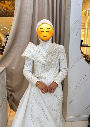 Tesettür beyaz abiye - Görsel 2