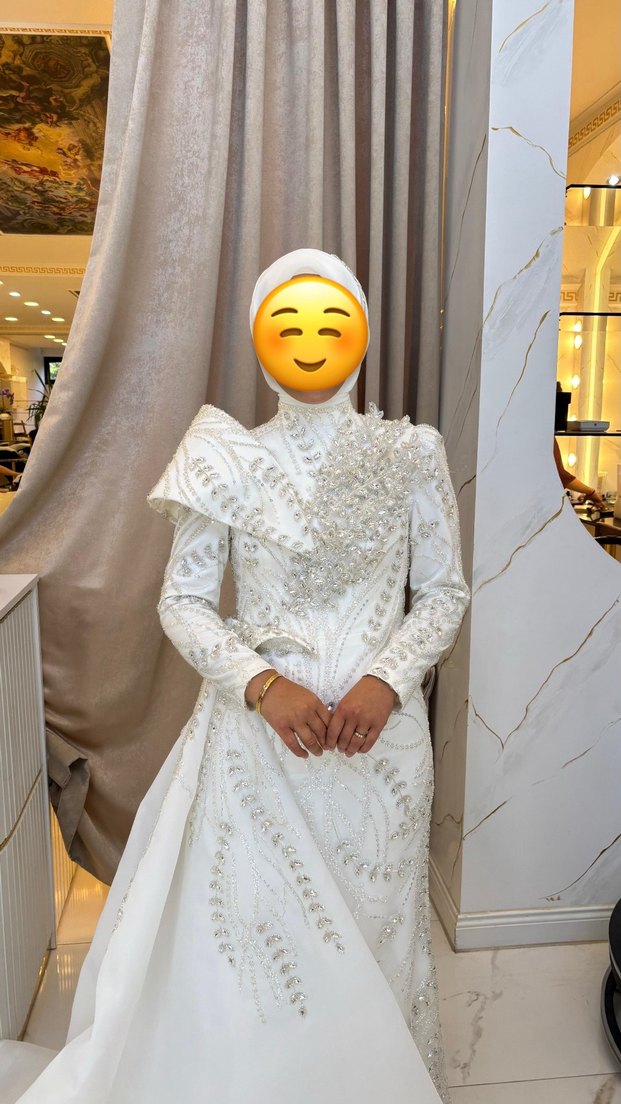 Tesettür beyaz abiye - Görsel 2