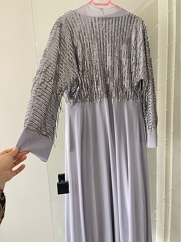 46 Beden gri Renk Şifon abaya