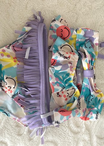 9-12 Ay Beden Renkli Bağcıklı Kız Bikini Takımı