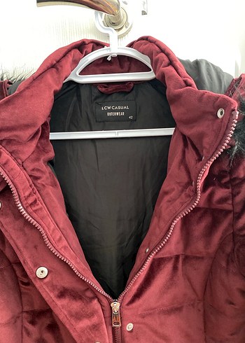 42 Beden bordo Renk Bordo Kürklü Kadife mont