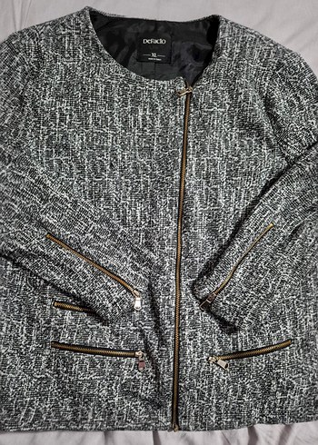 Kırçıllı Uzun Kollu Fermuar Detaylı Kadın Blazer Ceket - Görsel 3