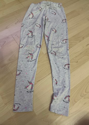 Kız Çocuk Gri Unicorn Baskılı Tayt