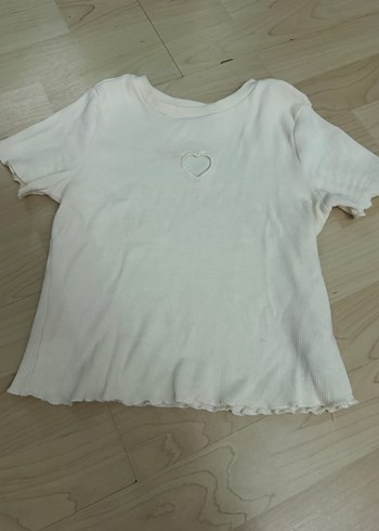 Kız Çocuk Krem Kısa Kollu Fitted Tişört