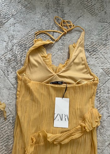 Zara sarı fırfırlı elbise - Görsel 5
