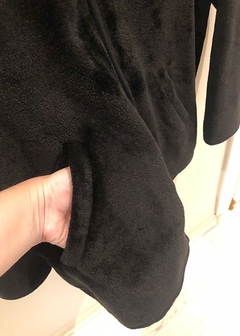 xl Beden LCW DREAM Siyah Kapüşonlu Kadın Peluş Pijama Üstü