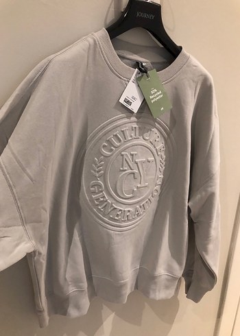 H&M H&M Gri Baskılı Oversize Kadın Sweatshirt