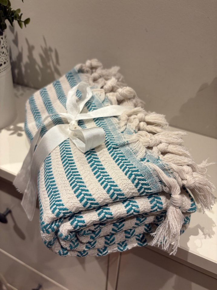 Dokuma Turkuaz Bohem Peştamal - Görsel 2