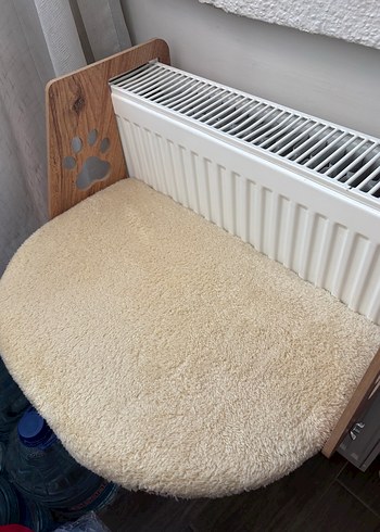 Ahşap Detaylı Peluş Kedi Kalorifer Yatağı - Görsel 5