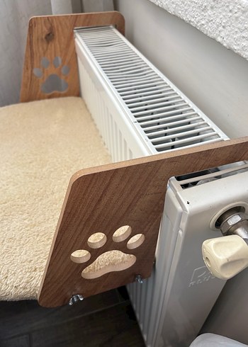 Ahşap Detaylı Peluş Kedi Kalorifer Yatağı - Görsel 2