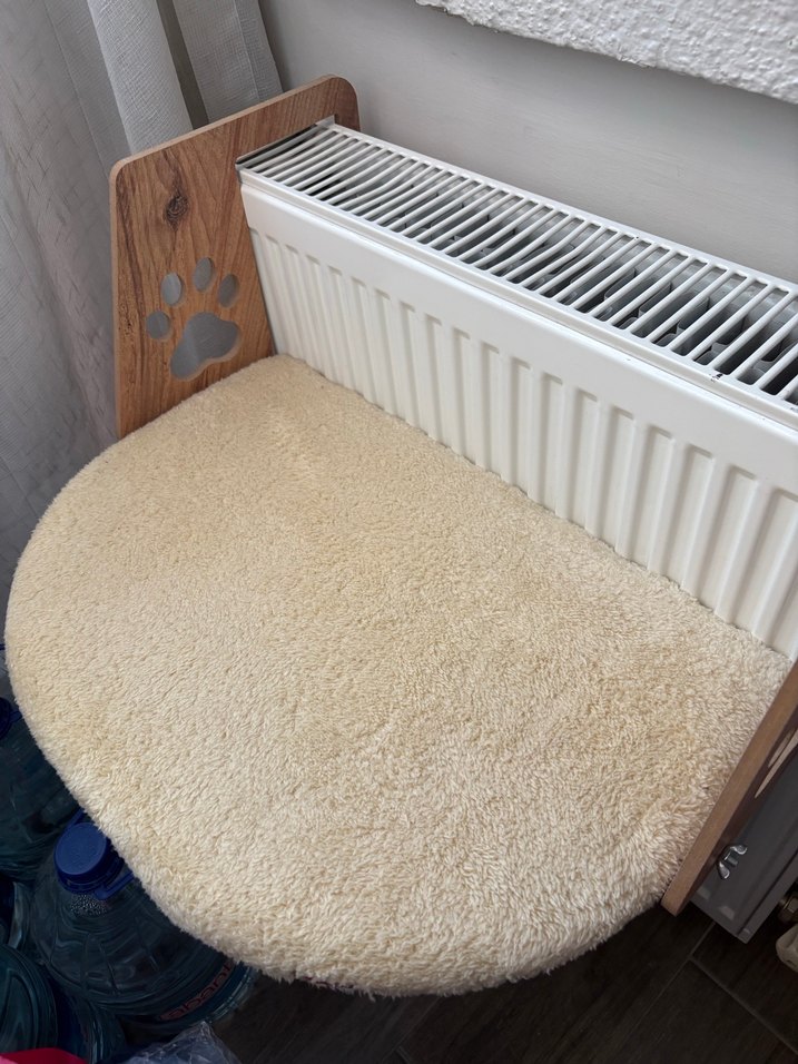 Ahşap Detaylı Peluş Kedi Kalorifer Yatağı - Görsel 5