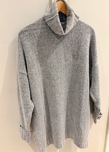 OXXO Gri Yumuşak Dokulu Boğazlı Elbise - Görsel 3