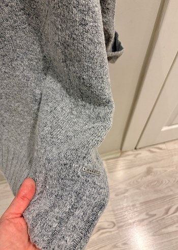 OXXO Gri Yumuşak Dokulu Boğazlı Elbise - Görsel 8