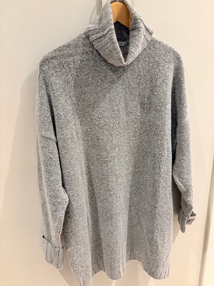 OXXO Gri Yumuşak Dokulu Boğazlı Elbise - Görsel 3