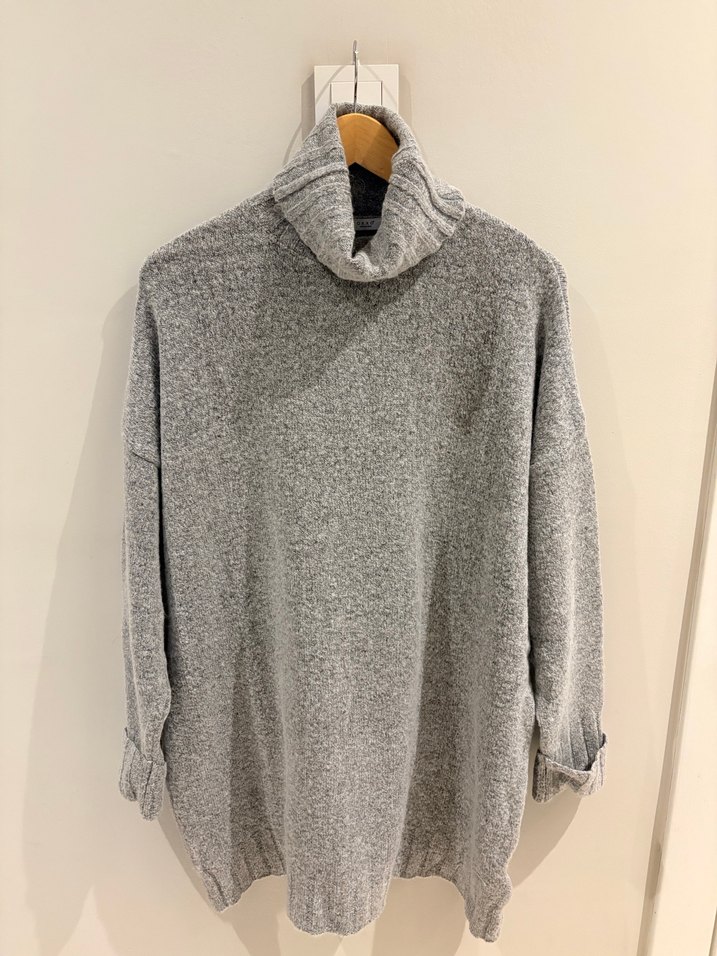 OXXO Gri Yumuşak Dokulu Boğazlı Elbise - Görsel 2