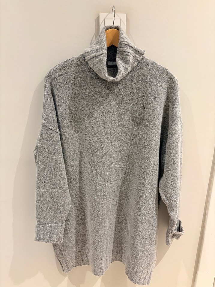 OXXO Gri Yumuşak Dokulu Boğazlı Elbise - Görsel 4