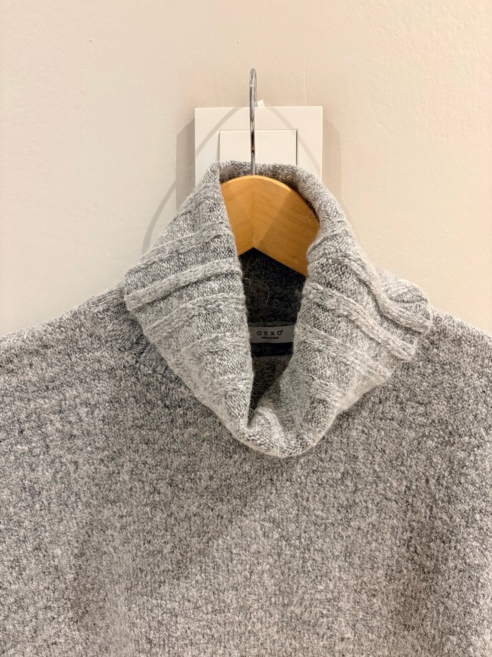 OXXO Gri Yumuşak Dokulu Boğazlı Elbise - Görsel 5