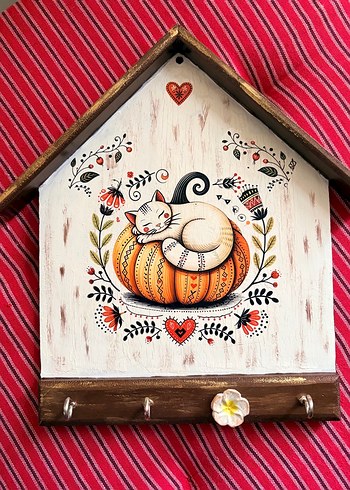 Ahşap El Boyama Anahtarlık Askısı - Görsel 9