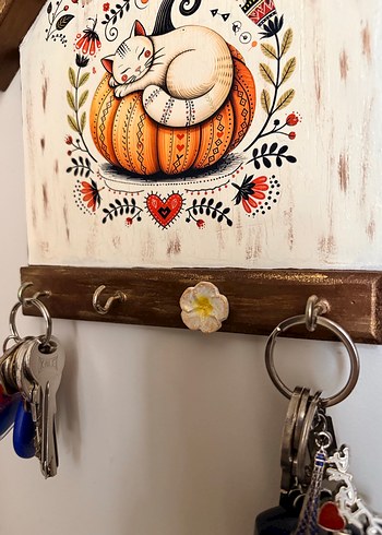 Ahşap El Boyama Anahtarlık Askısı - Görsel 6